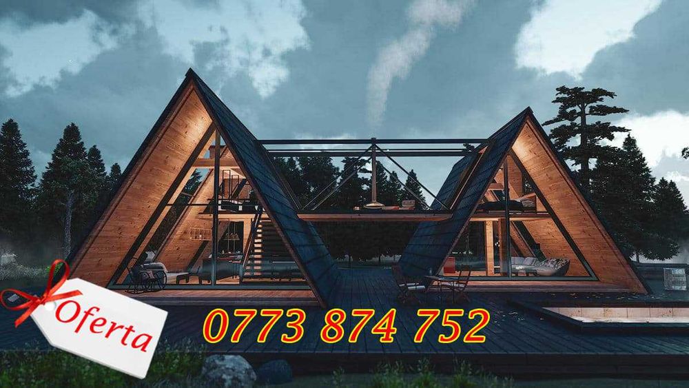 Cabane tip A frame, case modulare pe structura metalica