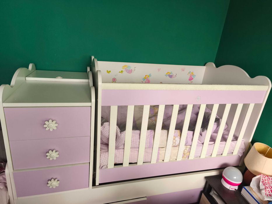 Детска кошара трансформираща се в юношеско легло с бюро с вкл.матраци