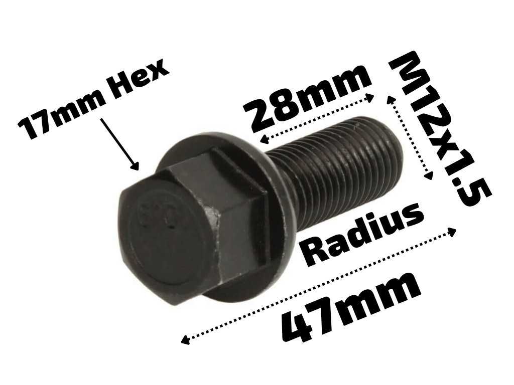 ЧЕРНИ БОЛТОВЕ ЗА ДЖАНТИ M12 / M14 - 28mm, 30, 35, 40, 45, 50, 55, 60