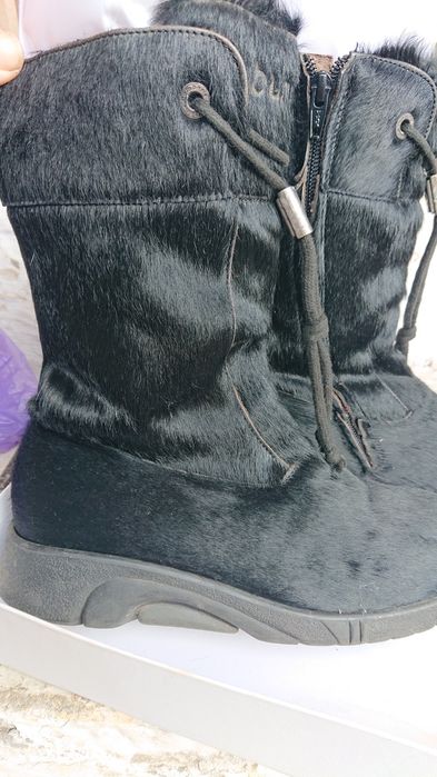 Ghete/cizme Bumper 37 piele naturală și blană de ponei pentru iarnă