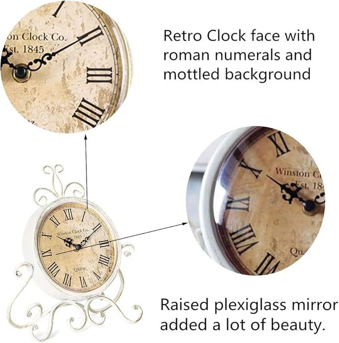 Ceas birou cu aspect vintage, rama metalica