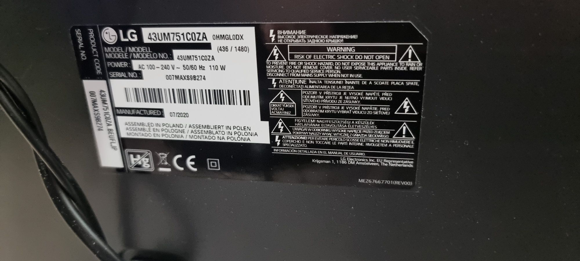 Hope Amanet P6 Smart tv LG 108 CM 4K