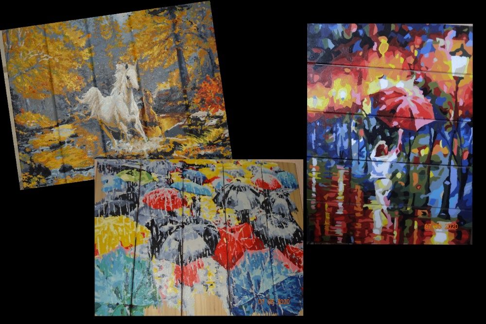 Готовая Картина (2 шт.) по номерам на дереве (40×50 см)