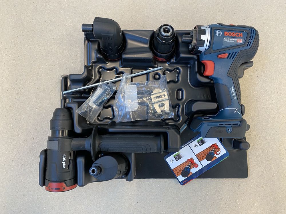 Акумулаторен винтоверт Bosch GSR 18V-90 FC с приставки