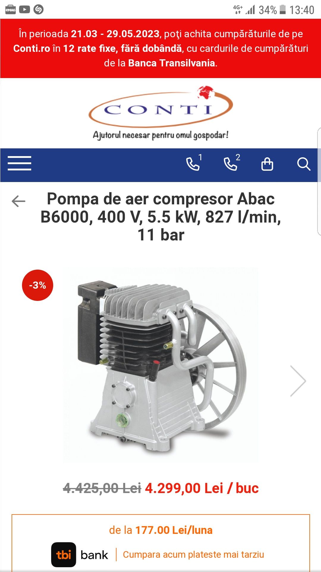 Cap compresor ABAC B6000 ( pompa de aer )