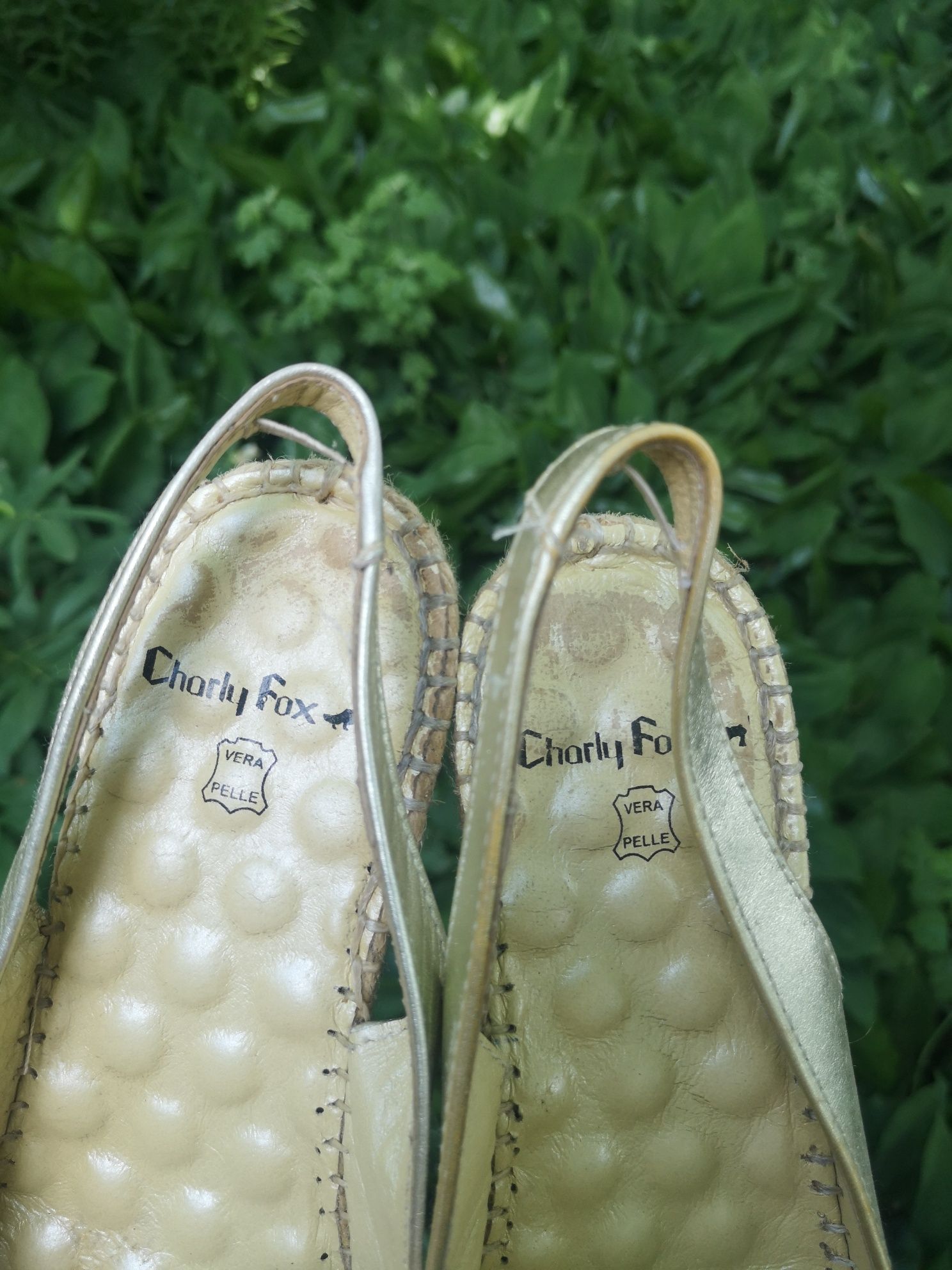 Sandale espadrille aurii cu platforma, din piele, made in italy