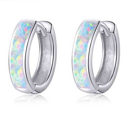 Cercei din argint 925 Opal Color Hoops