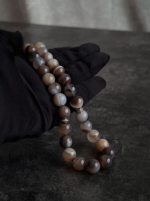 Премиальные чётки(тасбих) ручной работы из белого агата — 33 бусины