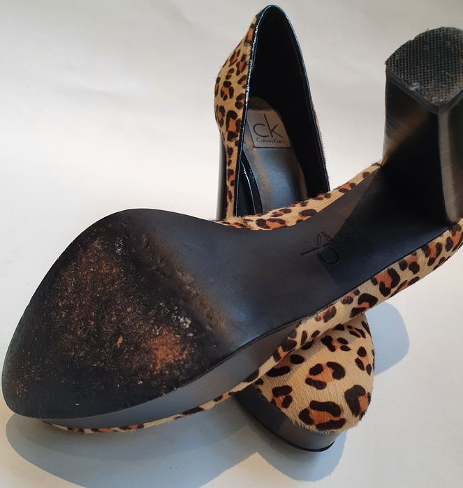 Pantofi CK - piele întoarsă cu fir lung - animal print - 37
