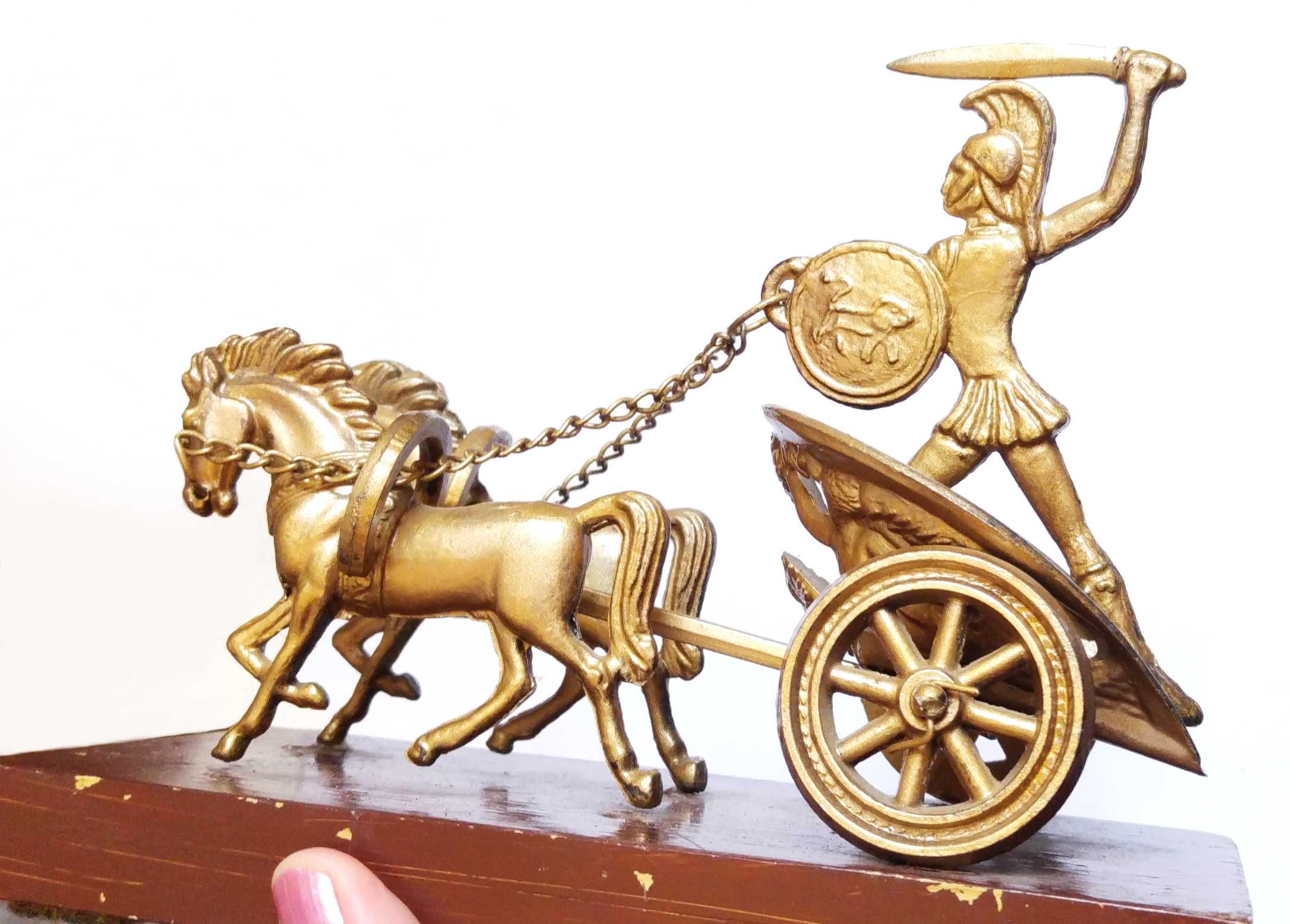 Războinic grec roman spartan, car cu 2 cai, stare frumoasă, rară