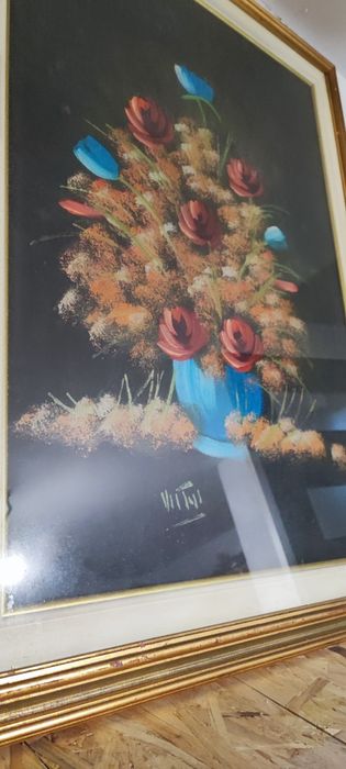 Tablou Vas cu flori (origine Italia) tecnica.ulei pe pânză