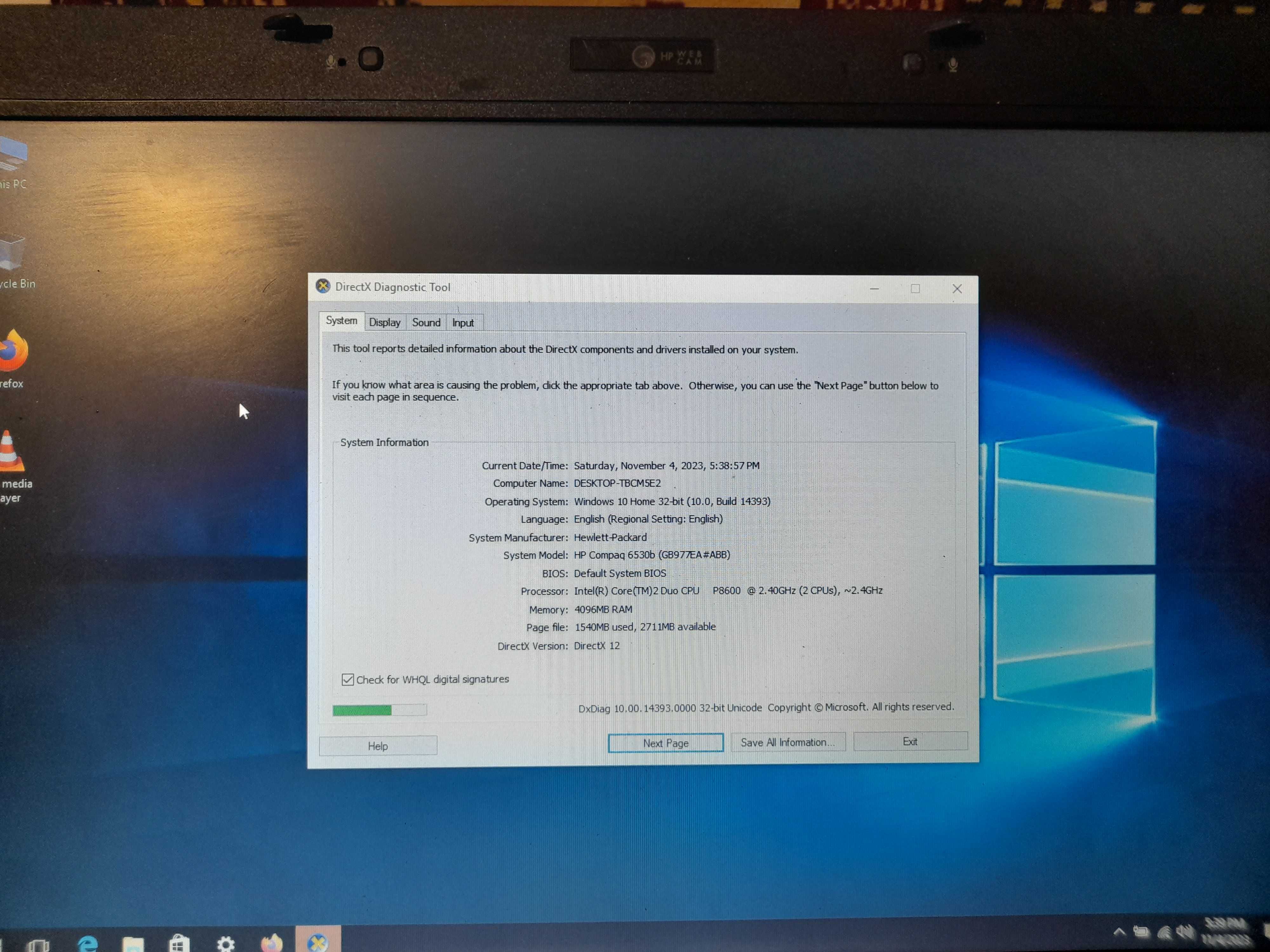 Laptop HP compaq 6530b