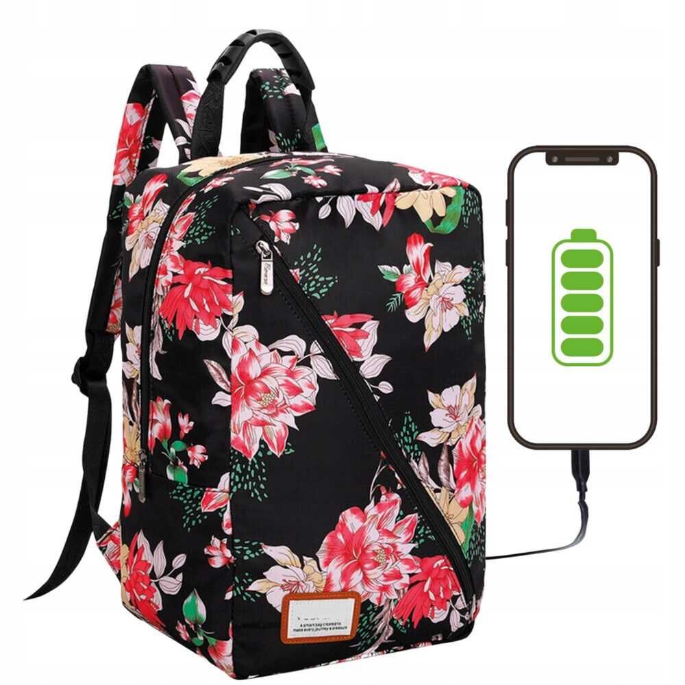 Rucsac de calatorie cu functie de incarcare, floral,  45x20x25 cm