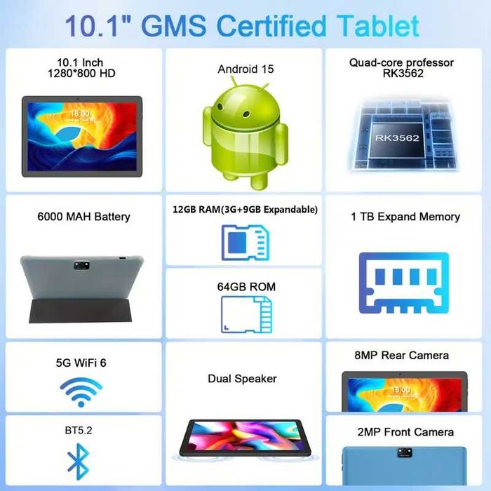 Нов 2025 Android 15 таблет,напълно оборудван,запечатан-190лв