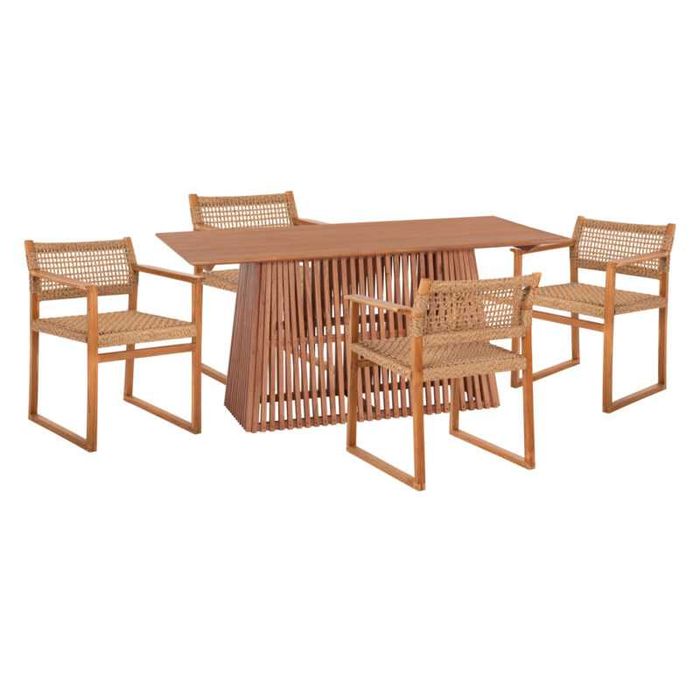 Комплект за трапезария, HM21078.01, Бежов, Дърво, Φ160×76.5см.