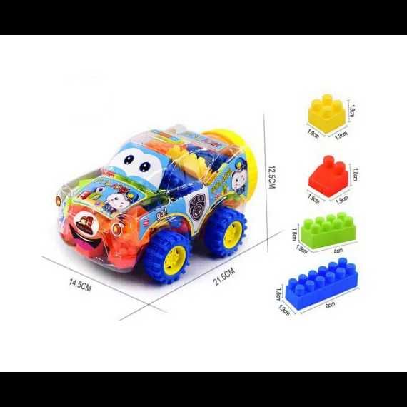 Set Cuburi de Constructie, Tip Masinuta, 4 Culori