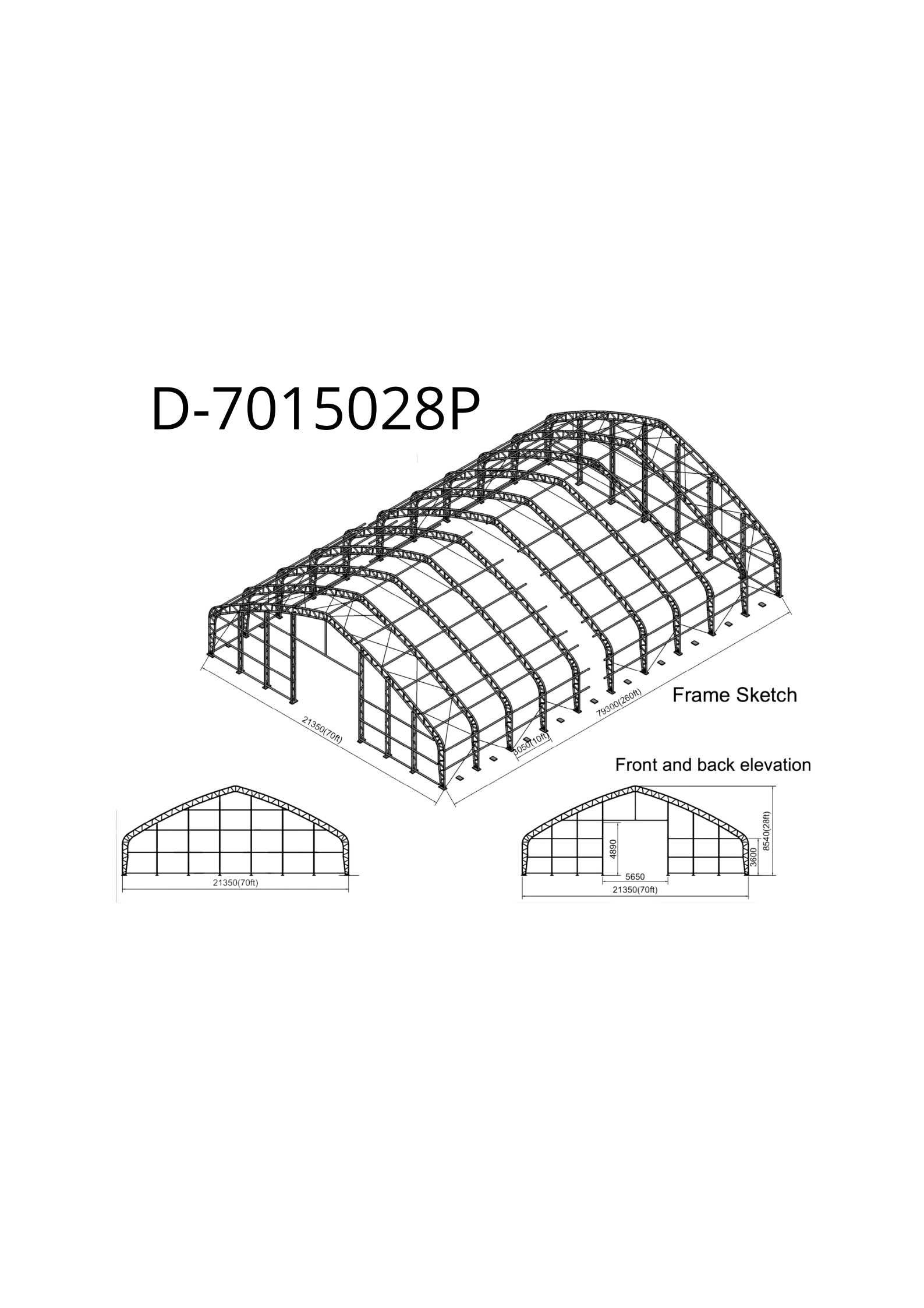 Cort/hala depozitare tip casa cu structura dubla 15x30m/18x36m/21x45m