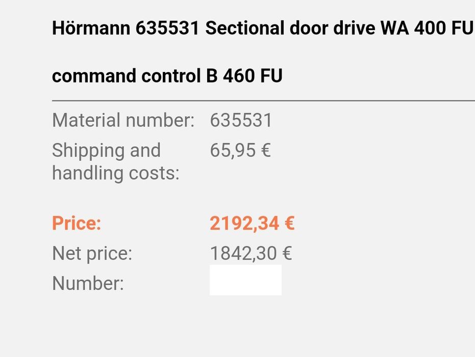 Motor ușa secțională Hormann WA400FU