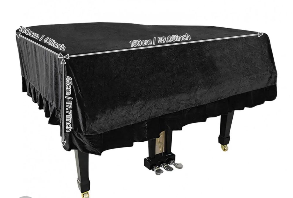 Чехол накидка на РОЯЛЬ черный велюр размер стандарт 2000