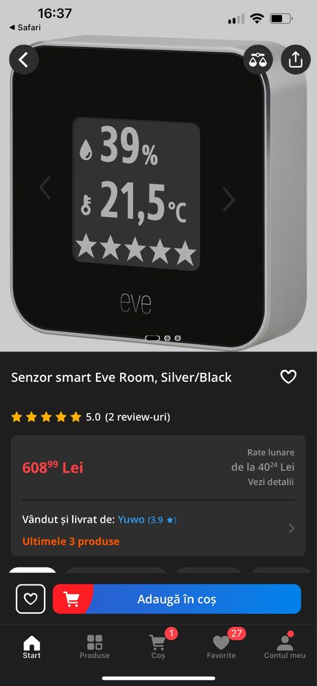 Eve  room  senzor smart ios