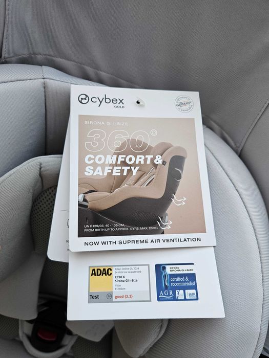 Стол за кола Cybex Sirona G i-size 0-20 кг + база, чисто НОВО +подарък