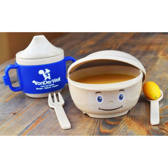 Set vesela hranire bebelusi si copii BIO din coaja de orez