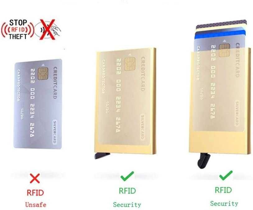 Кожен портфейл с държач за кредитни карти от алуминий с RFID защита