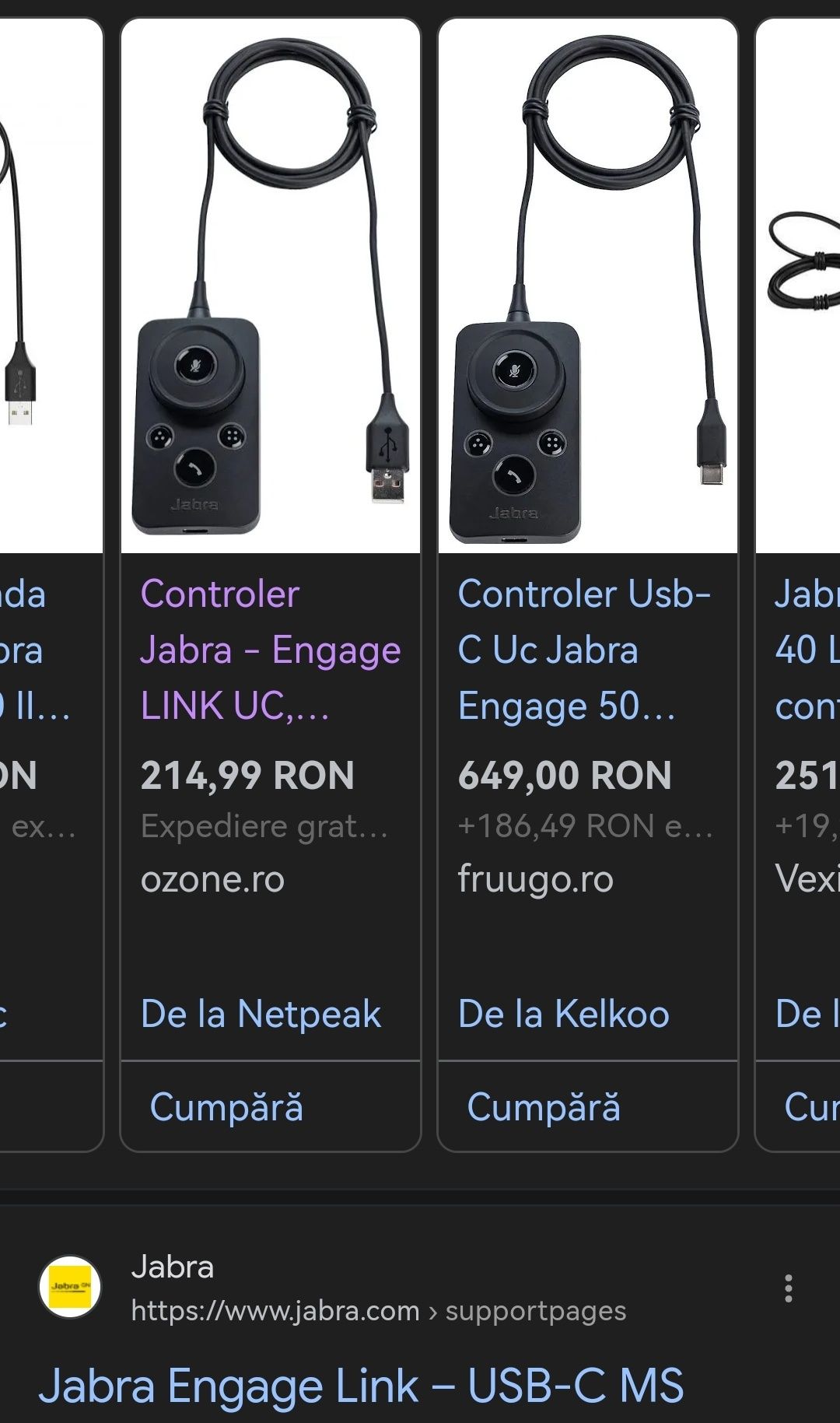 Căști Jabra Engage 50 + Jabra USB Link profesionale call centre/vânzăr