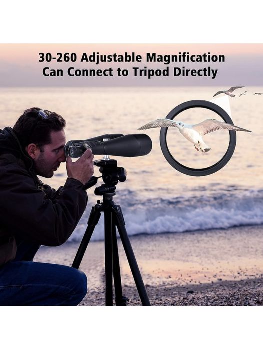 Binoclu profesional de mare putere, 30-260X, obiectiv 80 mm