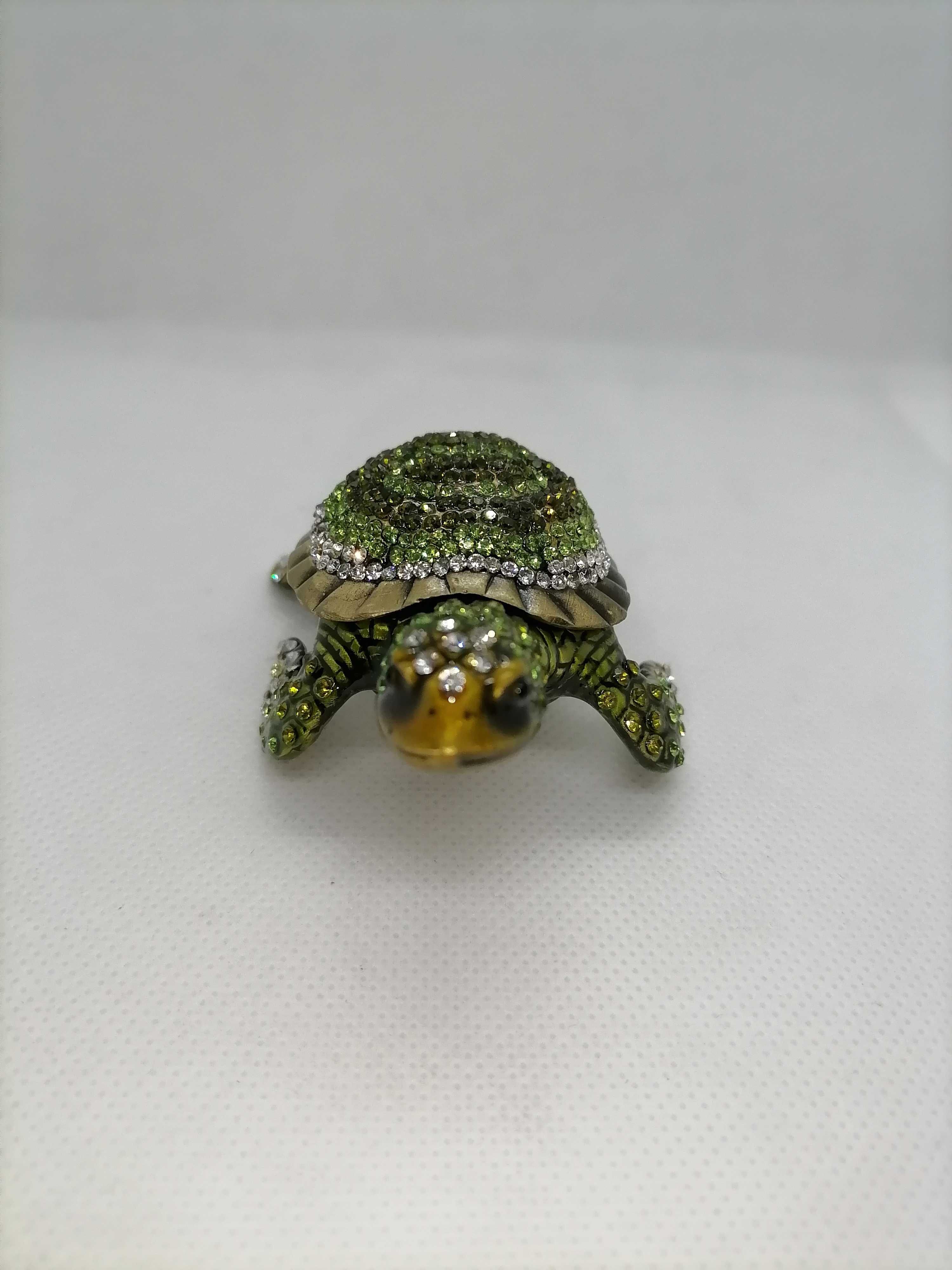 Cutie Bijuterii Broasca Testoasa Verde / Green Turtle - Metal+Cristale