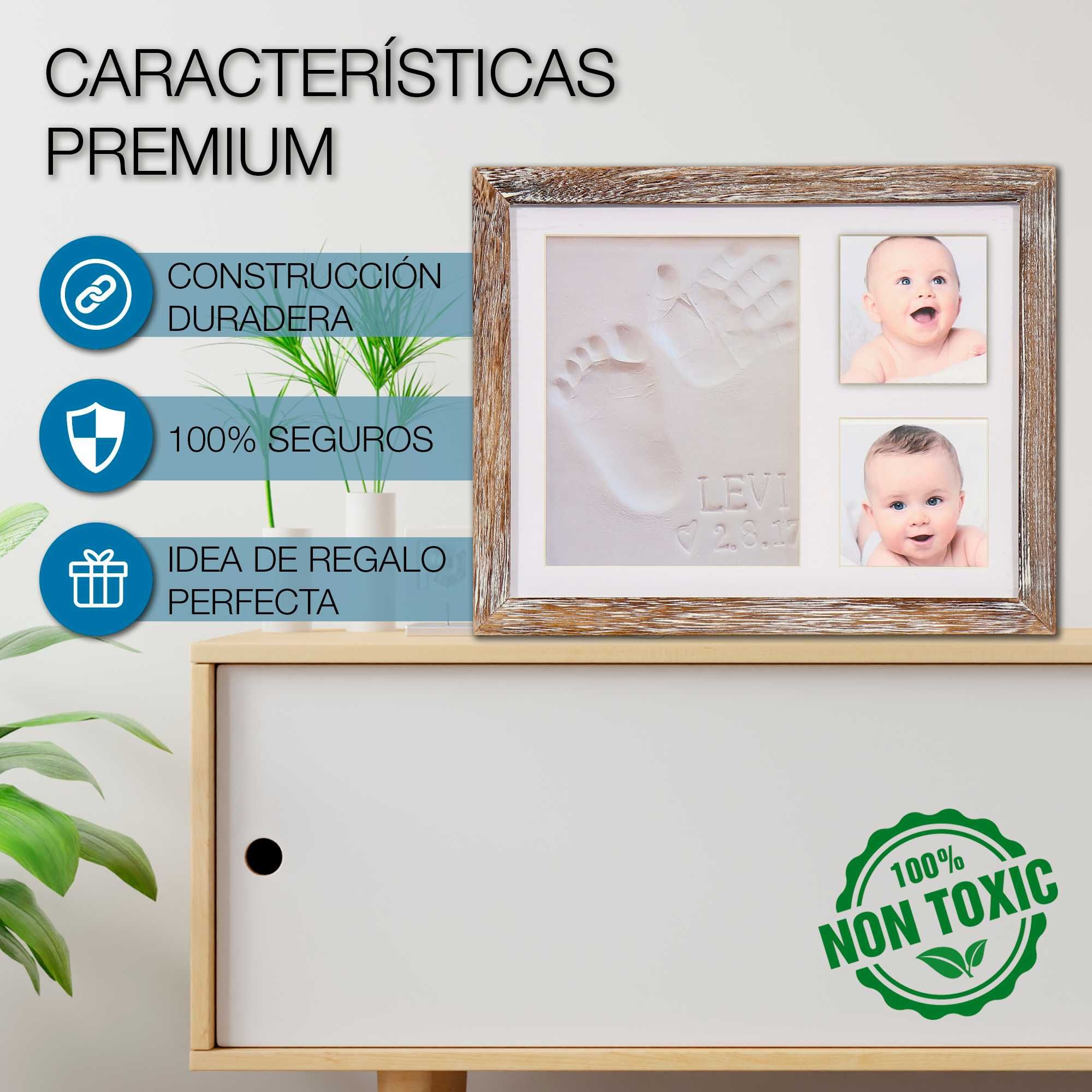 Рамка за бебе и снимки, бебешки отпечатък за краче и ръчичка от глина