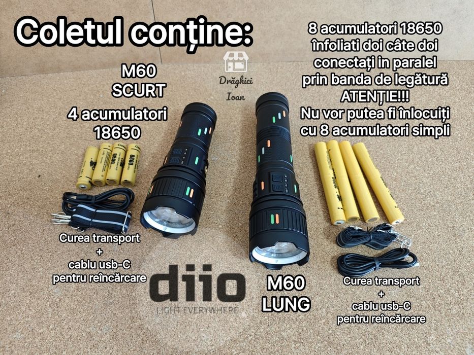 Lanterna M60 LASER TURBO - led M60 LASER pt.distanta < 1,4km] \ 4 acm