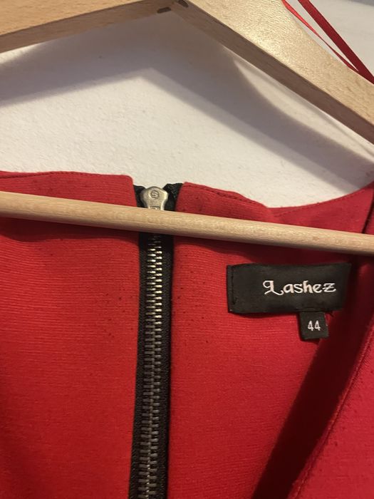 Rochie Lachez culoate rosie nr 12/14, fermoar spate maneca lunga