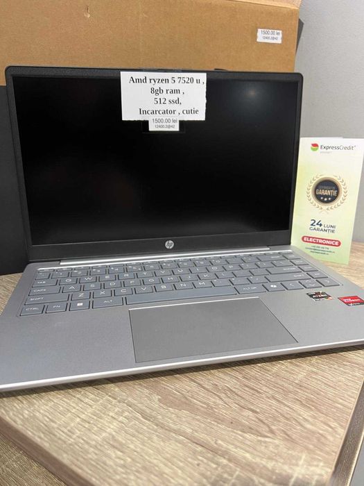 (Ag42) Laptop HP Ryzen 5 7520u, 8GB 512GB B12400.2  2 ANI GARANTIE!