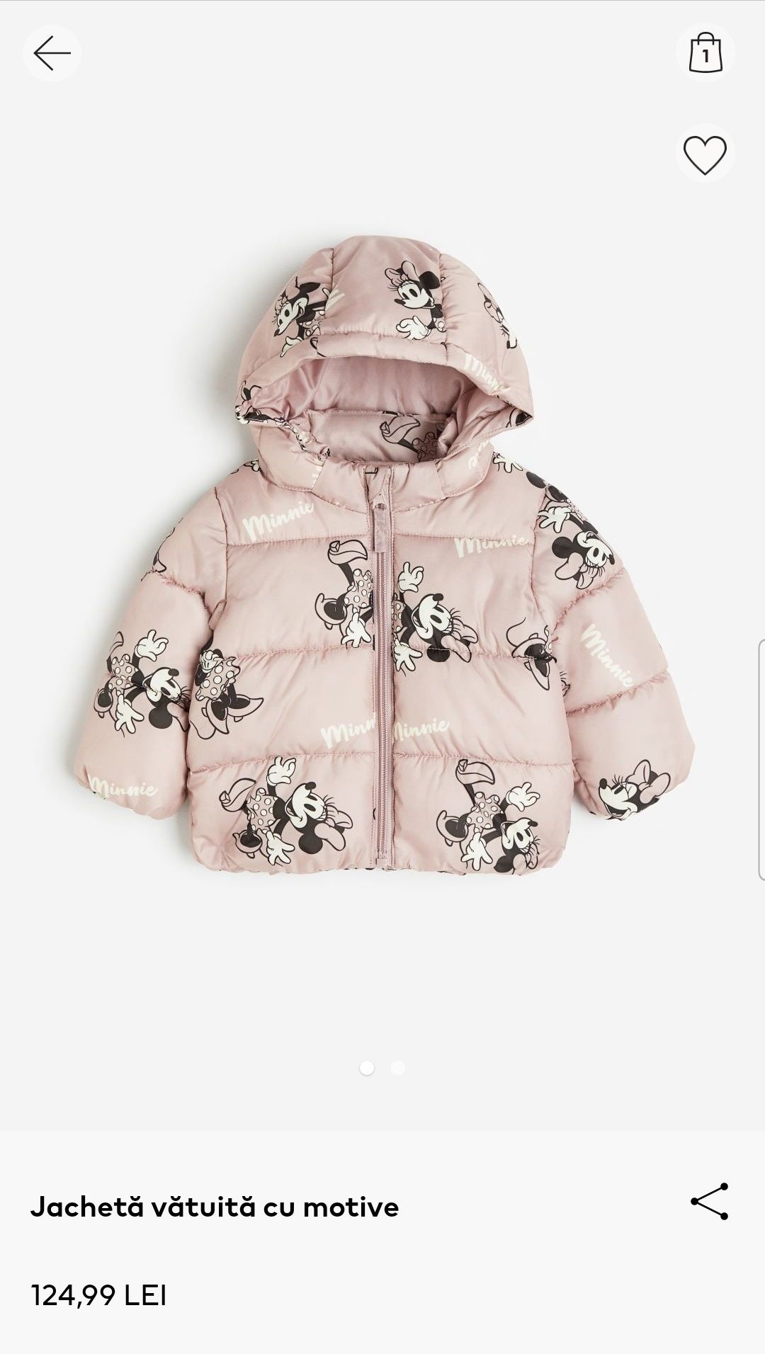 Jacheta H&M vatuita cu minnie - marimea 68 - NOUA