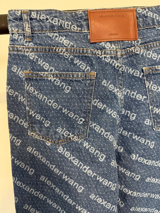 Blugi Alexander Wang logo crystal hotfix wide leg