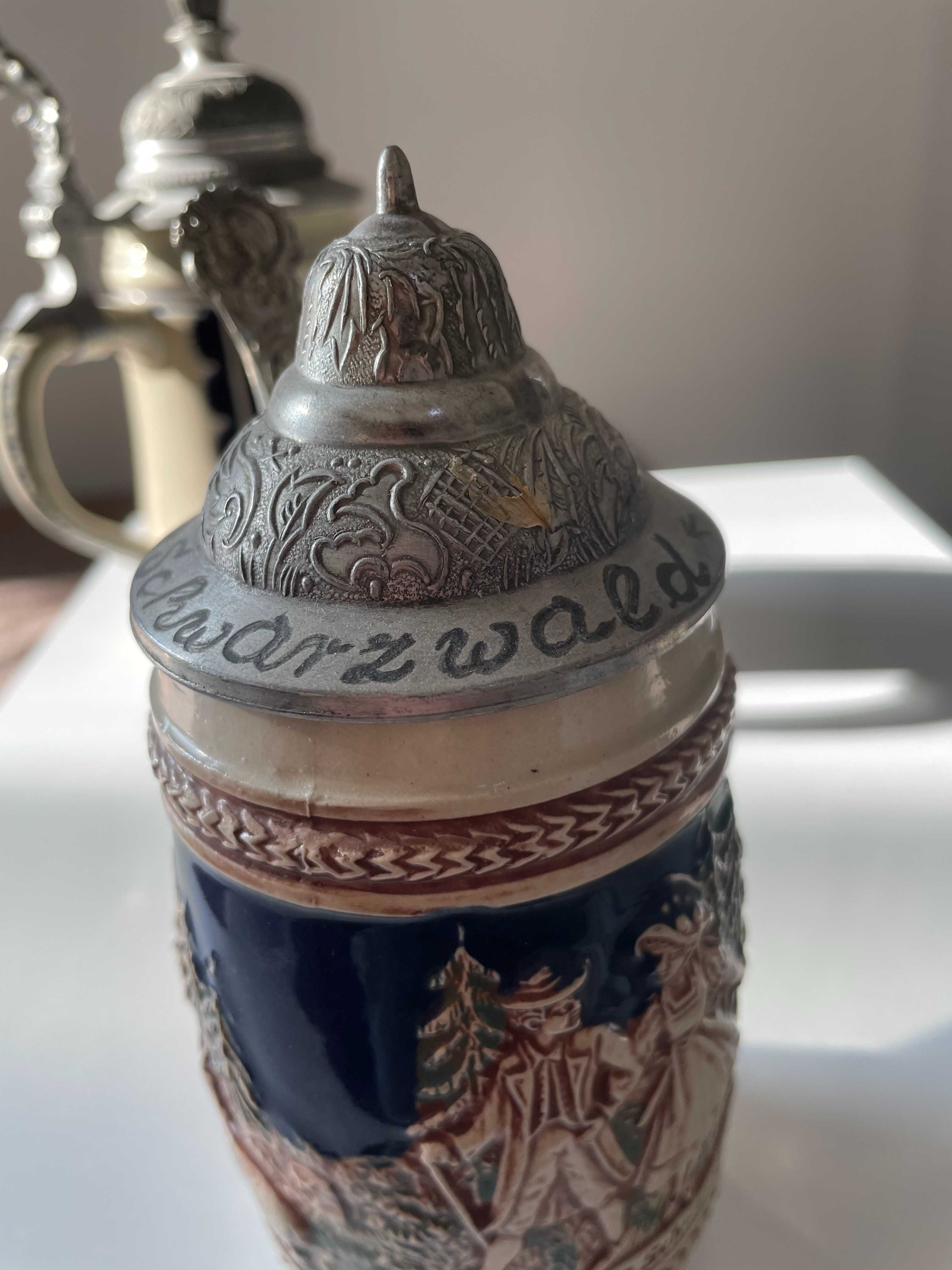 Halba bere Germania, 350 ml, ceramica groasa, capac de zinc