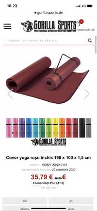 Covor saltea profesionala fitness yoga sala etc 190x100x1,5 cm Germany