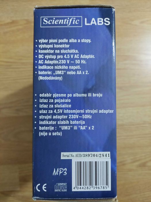 CD-player portabil cu MP3 si alimentator Scientific Labs