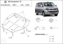 Scut metalic pentru motor VW Transporter T5 2003 -2015 - otel 2mm