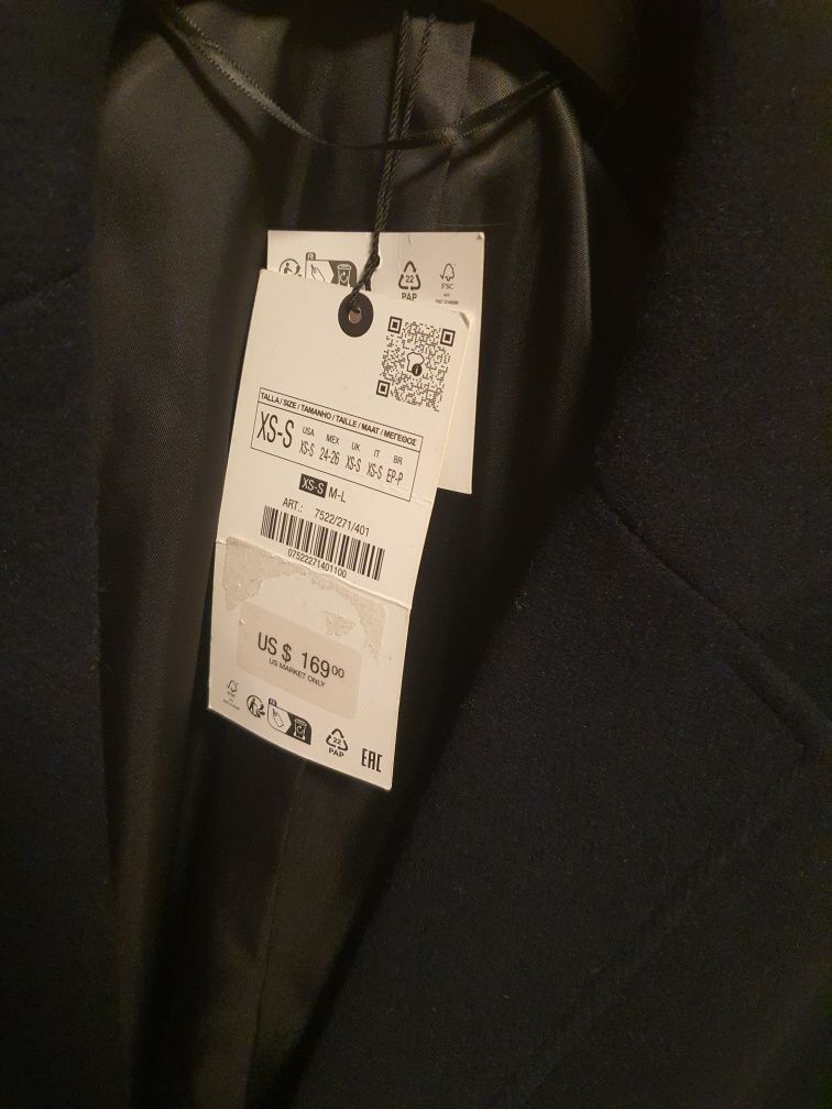 Palton Zara cu lana, nou cu eticheta