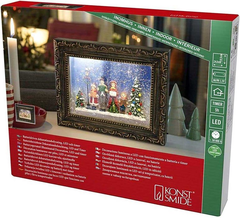 Коледна декорация Картина с LED осветление и таймер НОВО DE Семеен дар