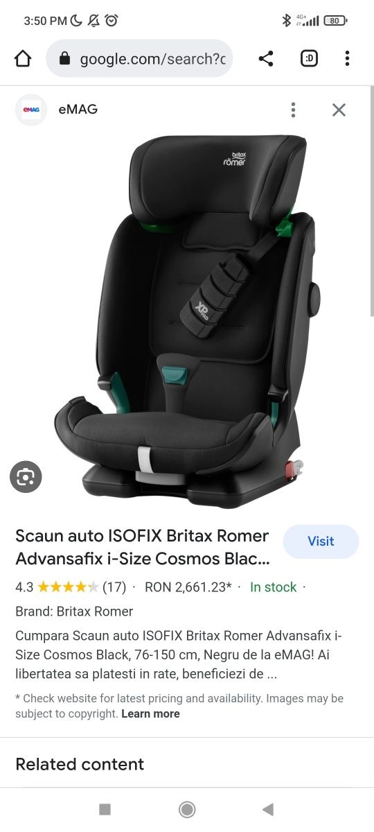 Scaun masina Britax Romer Advansafix I Size + husa vara