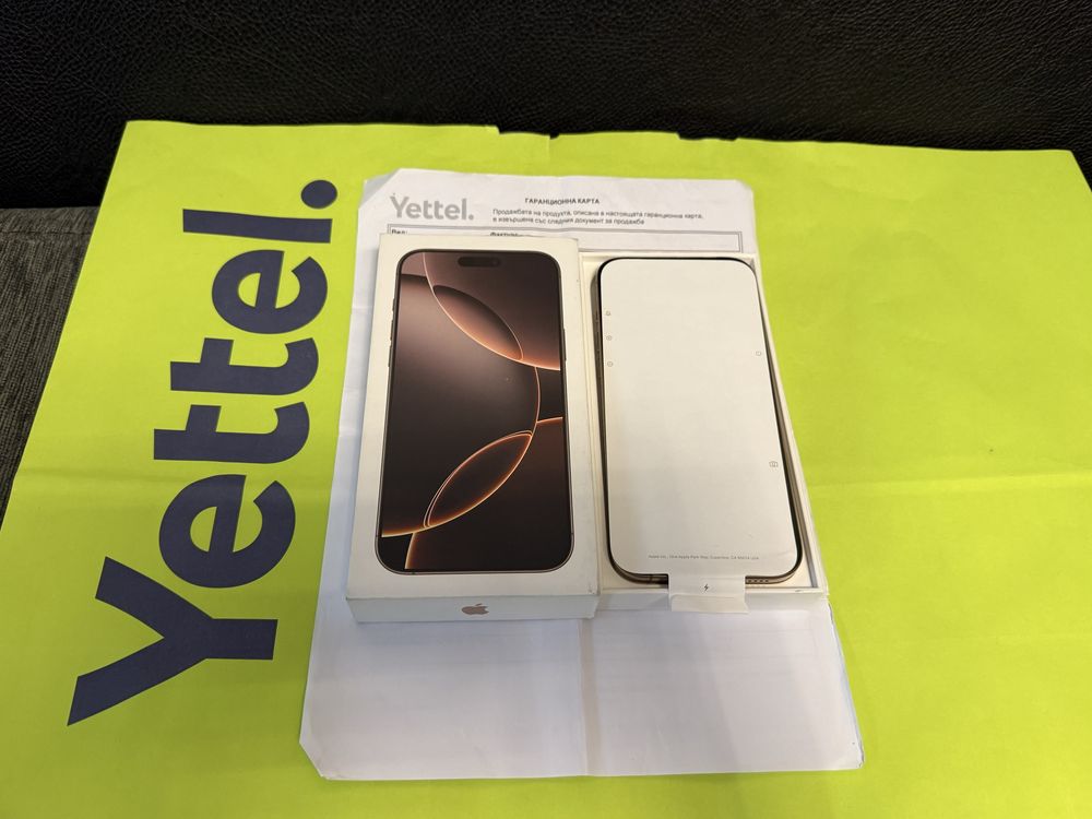 КАТО НОВ 256GB iPhone 16 Pro Max Yettel Гаранция 2028 г. Desert