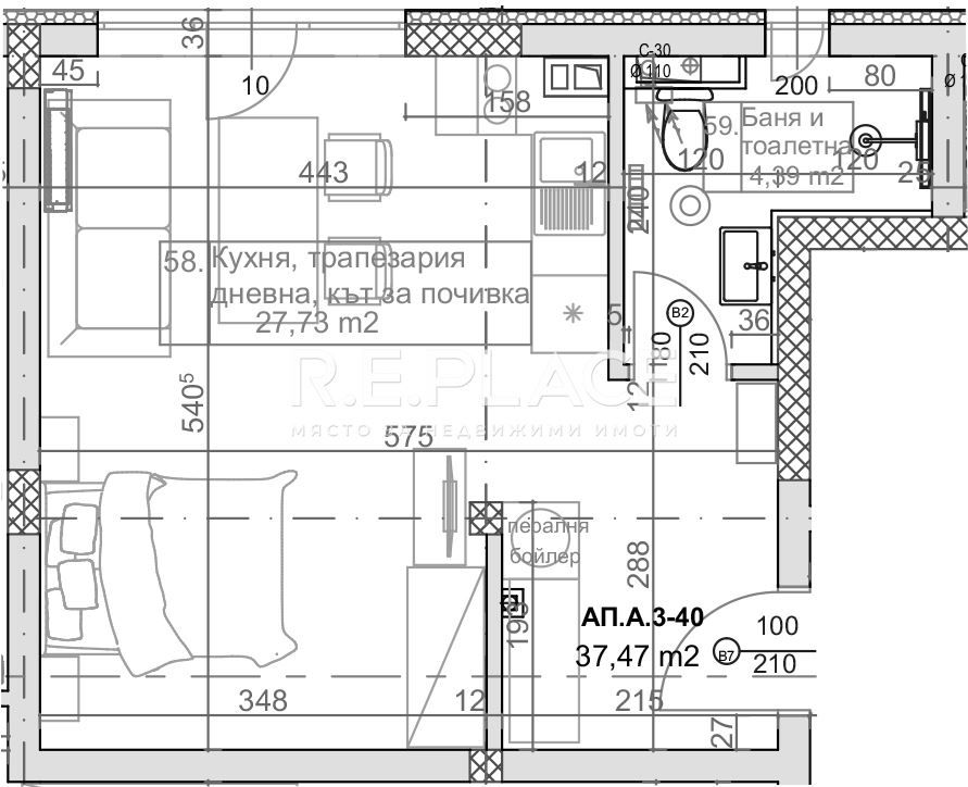 1-стаен в Варна, к.к. Слънчев ден площ 52 цена 88000