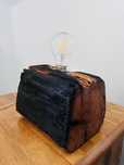 Lampa veioza rustica lemn ars