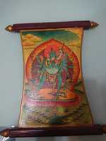 дървен свитък дъска индуизм янтра мандала кришна 35x30 см