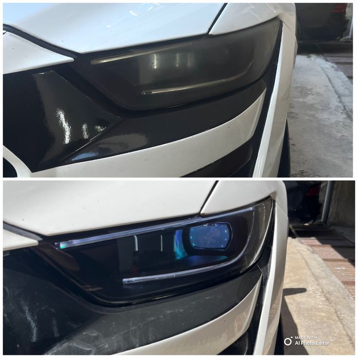 Полиране на фарове и поставяне на защитно фолио