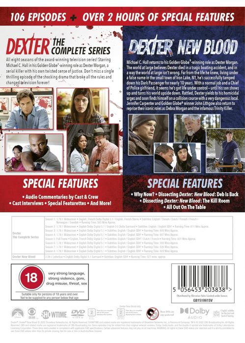 Film Serial Dexter DVD Complete Colection Seasons 1-8 Original