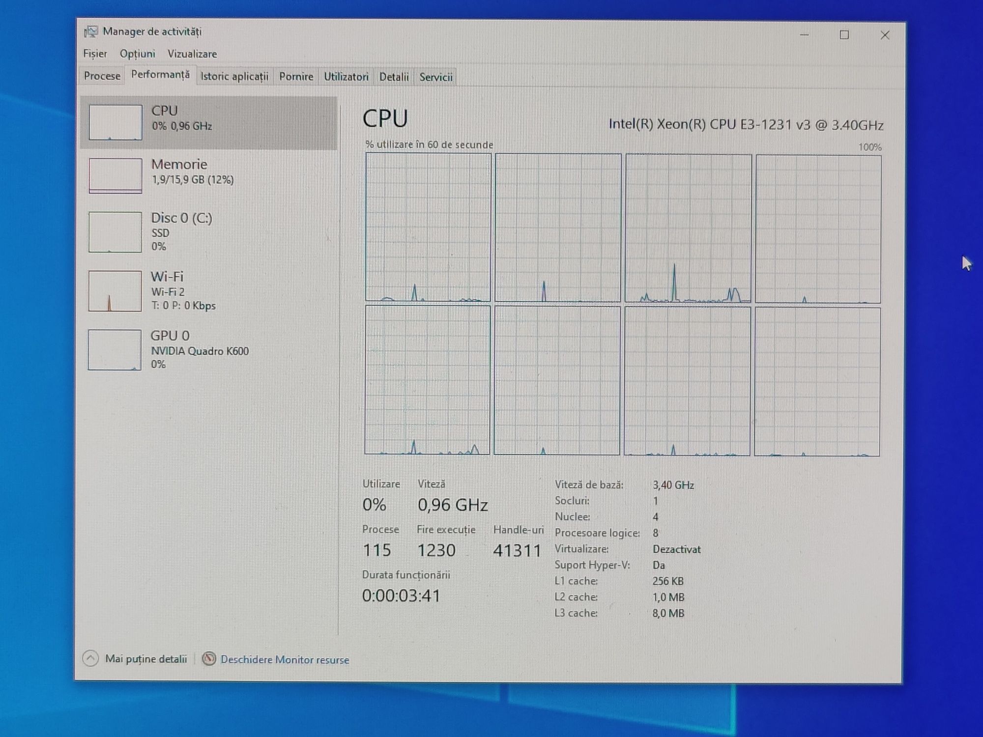 Calculator PC Lenovo Thinkstation P300, Intel xeon E3-1231 v3, ssd 512